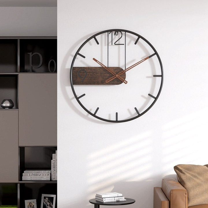 Orologio da parete moderno in acciaio e noce