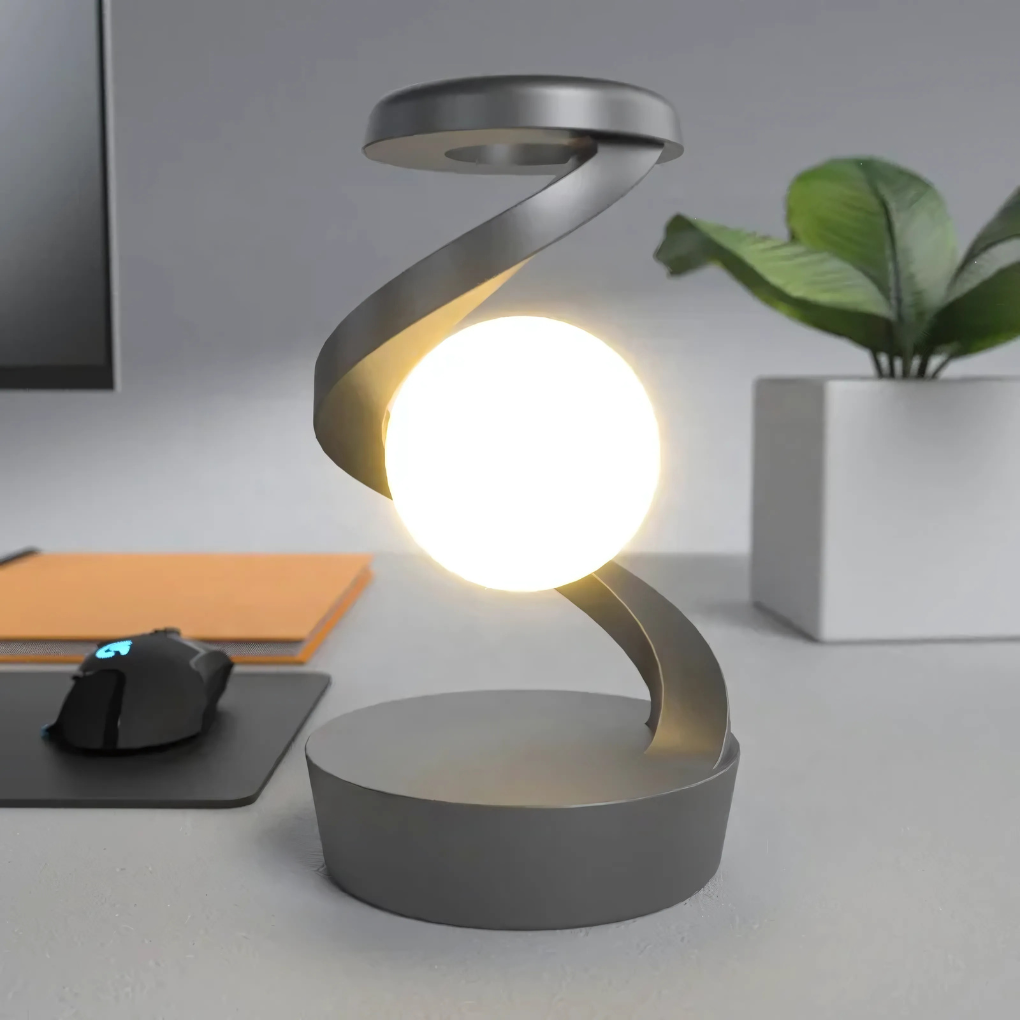 Modern spiral desk lamp with warm light