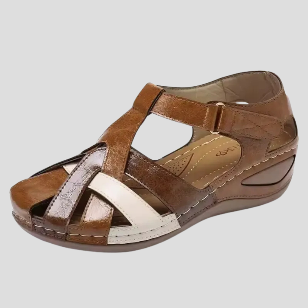 Sandali in pelle con supporto plantare comfort da donna