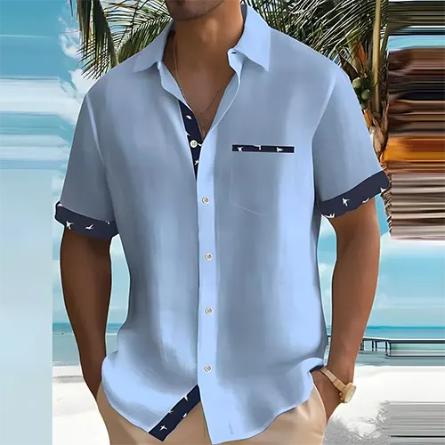Liam – Camicia Estiva Uomo a Maniche Corte | Traspirante e Stilosa
