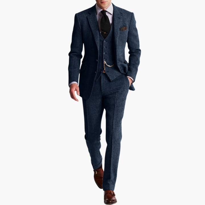 Men's formal suit set with jacket and waistcoat