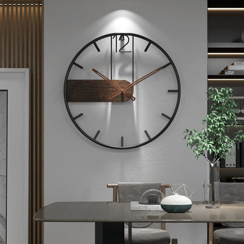 Orologio da parete moderno in acciaio e noce