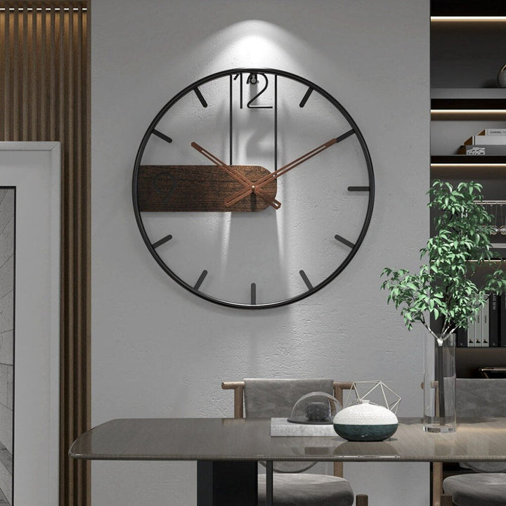 Orologio da parete moderno in acciaio e noce
