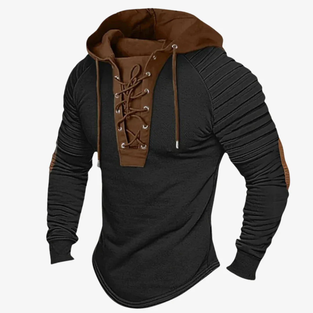 Felpa da uomo con scollo allacciato e comodo cappuccio