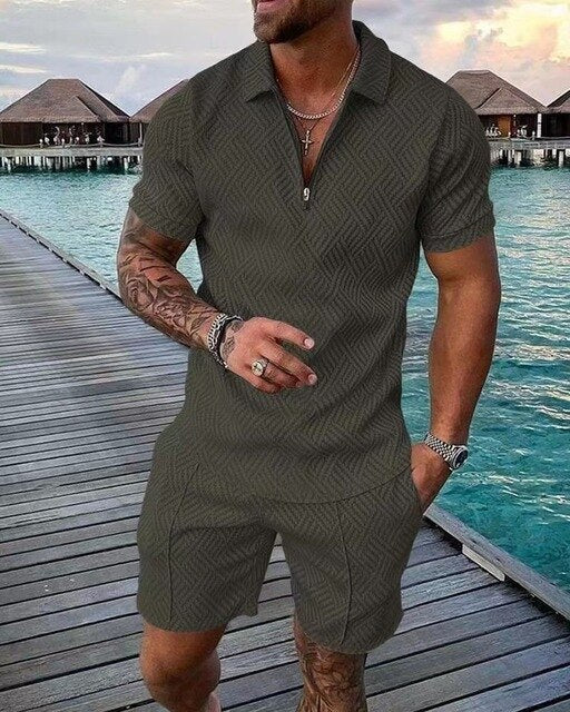 Men's summer set Polo shirt and shorts