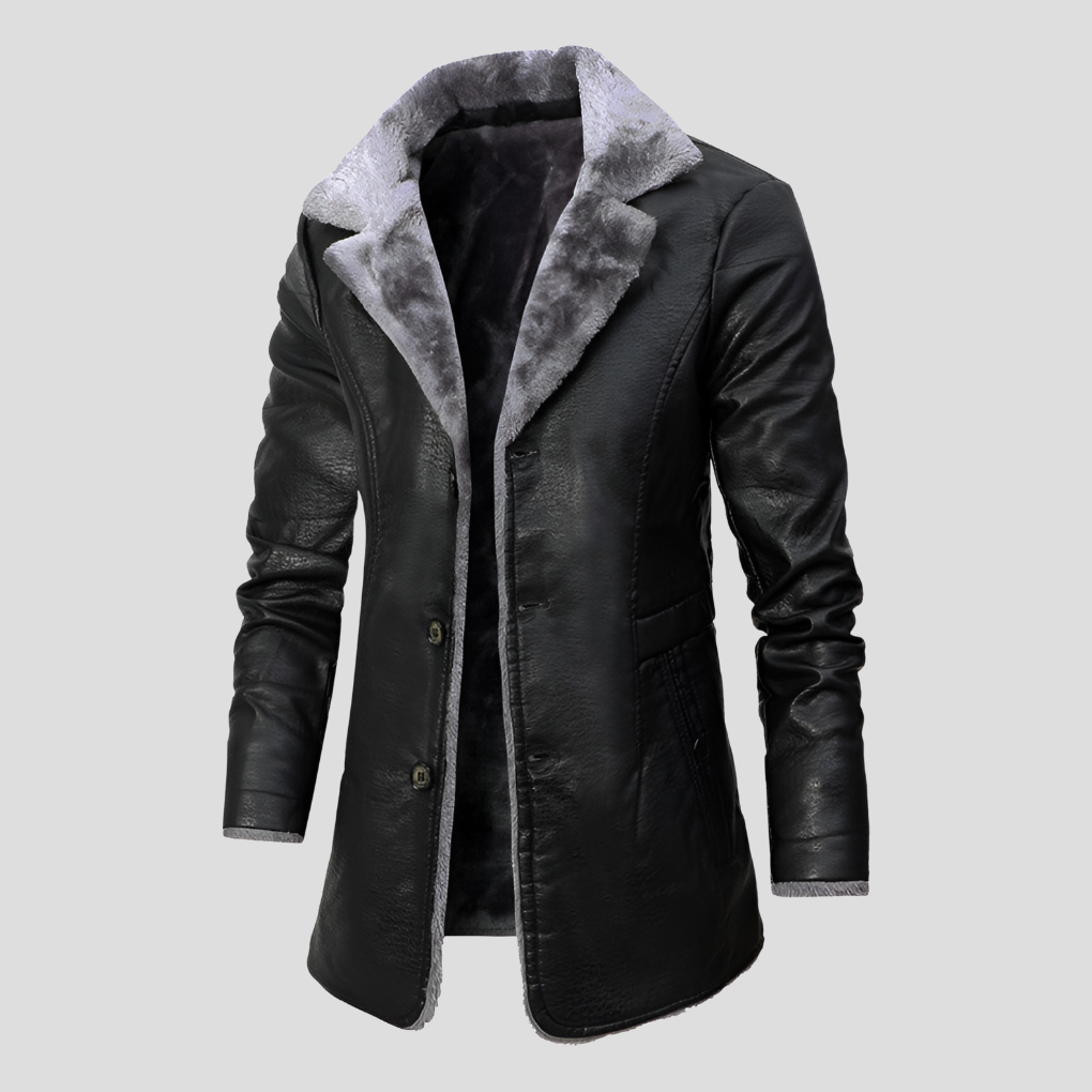 Giacca in Pelle Foderata in Shearling per Uomo