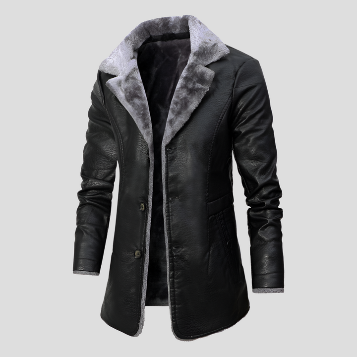 Giacca in Pelle Foderata in Shearling per Uomo