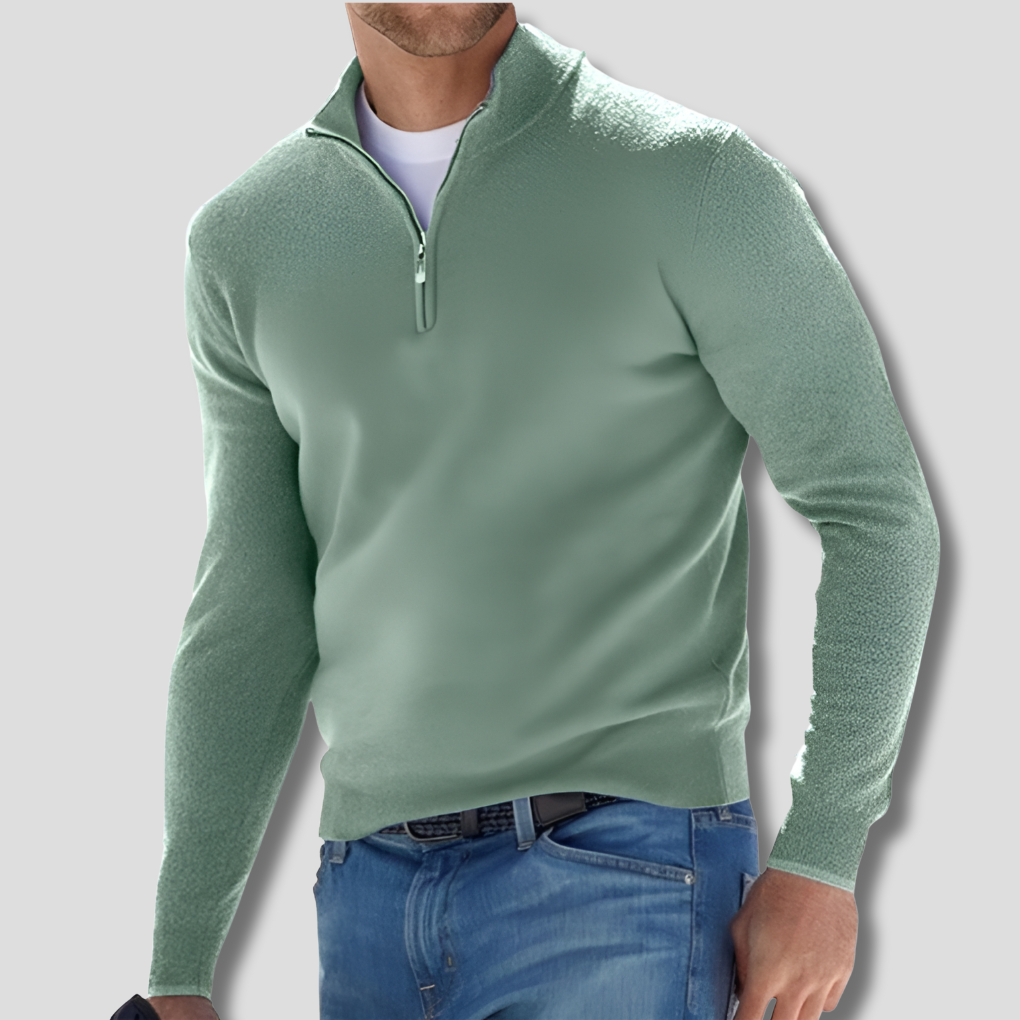 Suéter de hombre de punto de algodón con cuello con cremallera