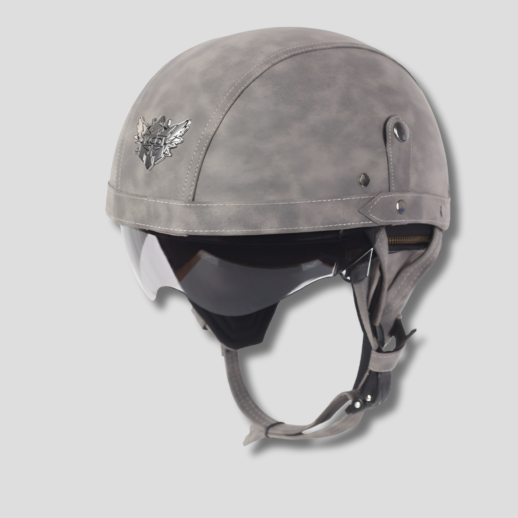 Casco da moto d'epoca con visiera retrattile