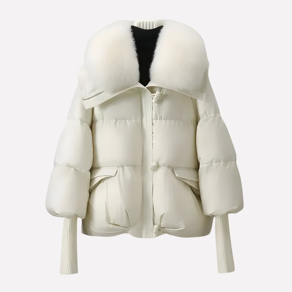 Giacca Puffer da Donna con Collo in Pelliccia Sintetica