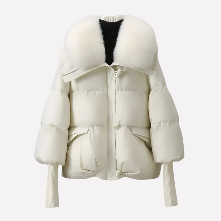 Giacca Puffer da Donna con Collo in Pelliccia Sintetica