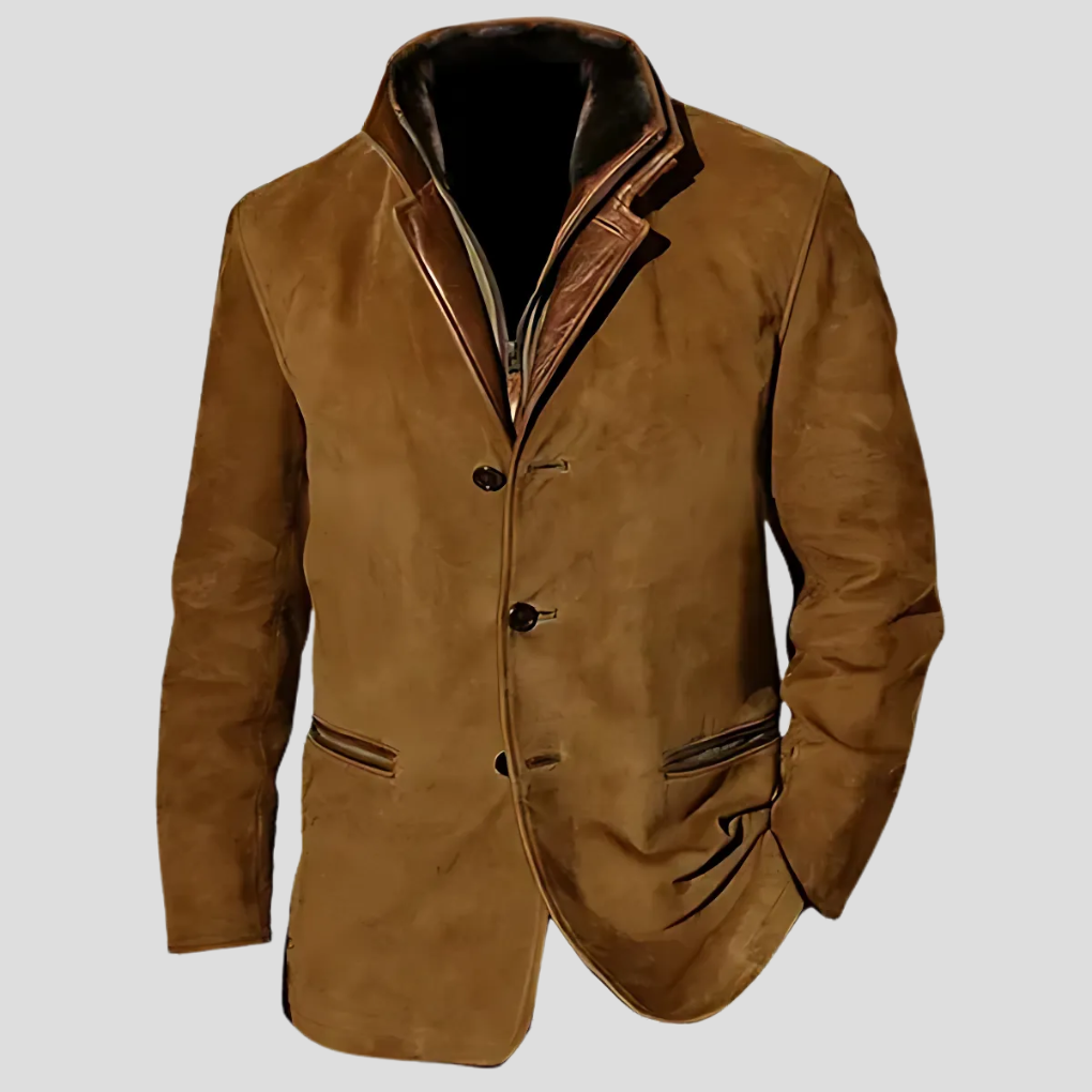 Men's jacket with vintage contrasting collar