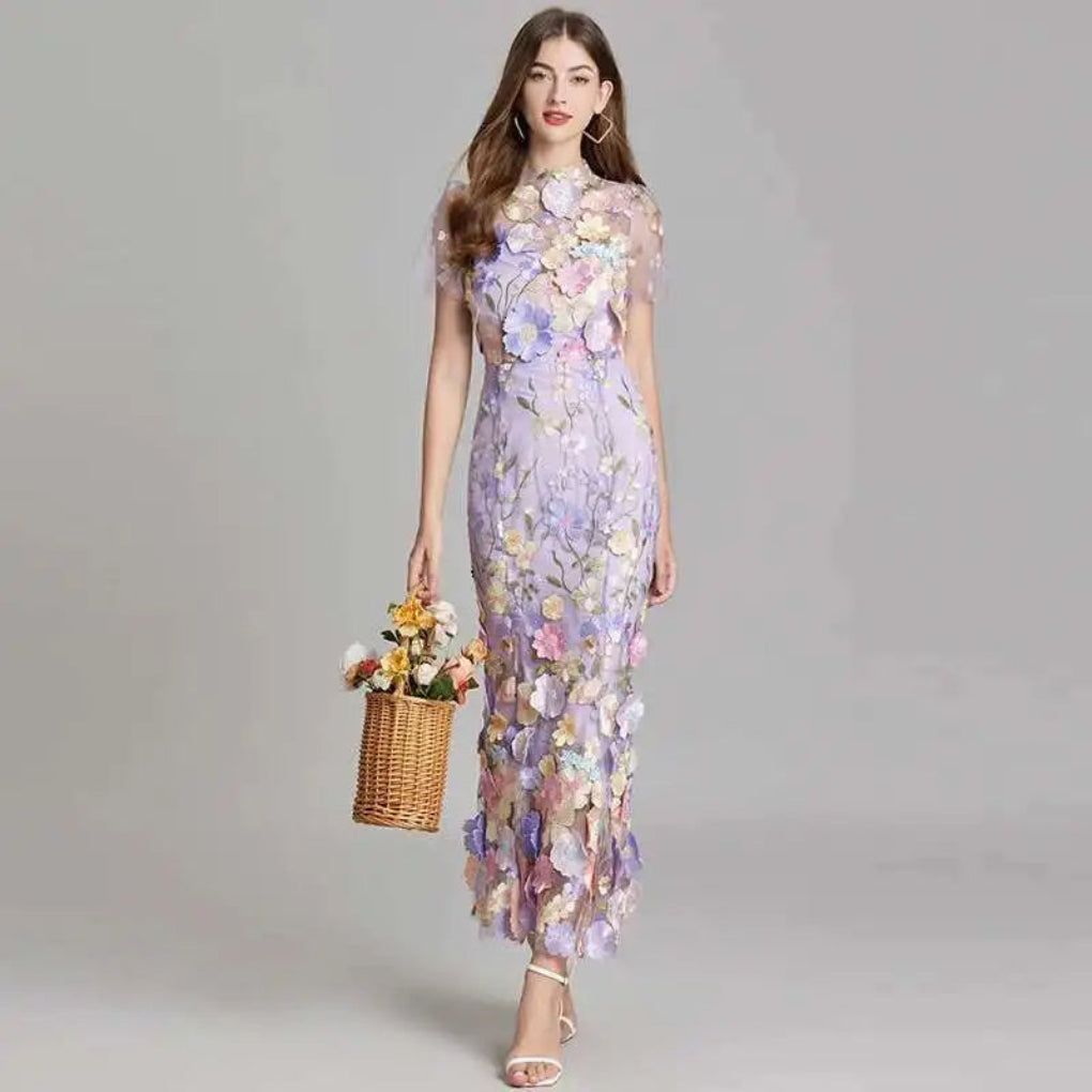 Summer embroidered lace dancing dress for women