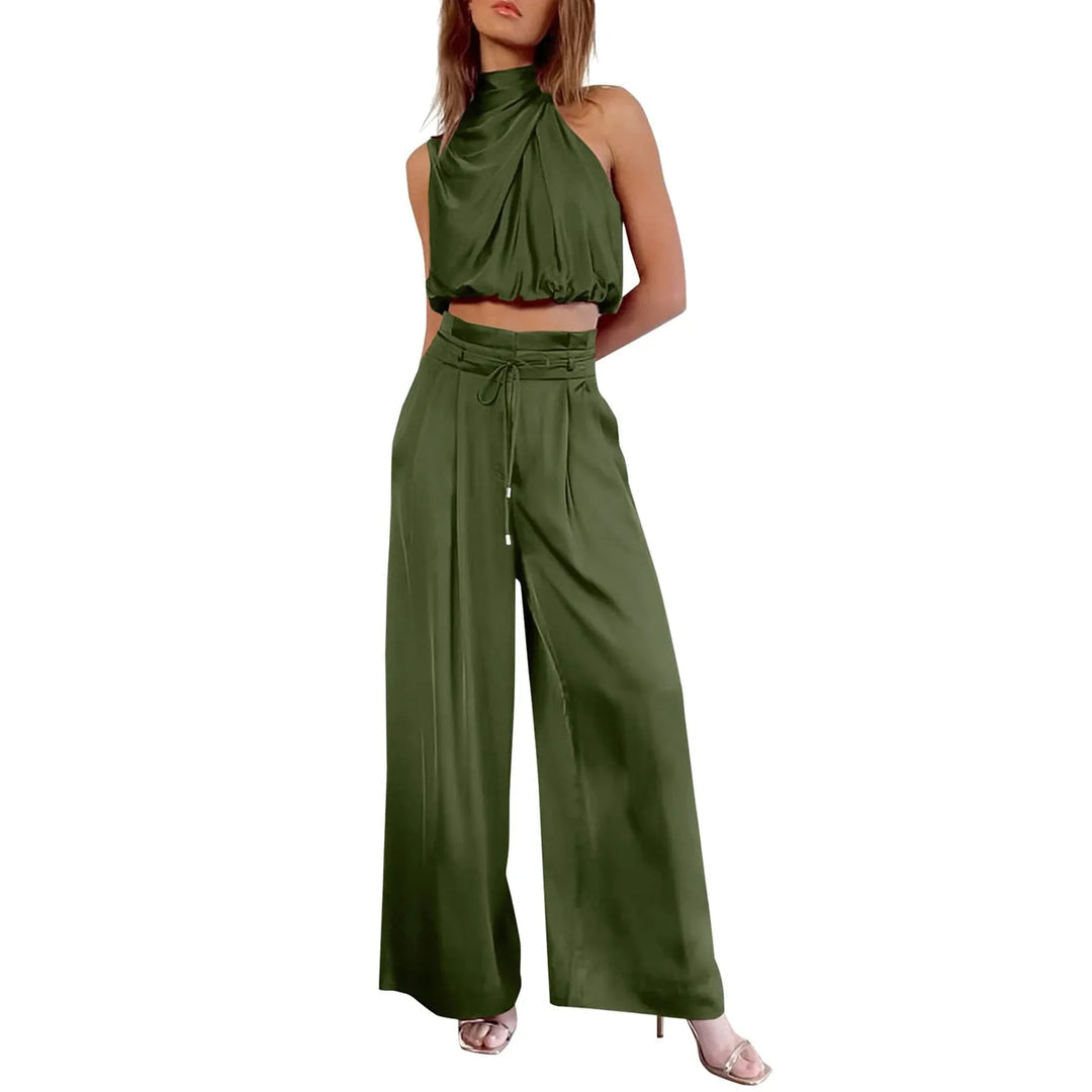 Set estivo a due pezzi con top corto e pantaloni a gamba larga