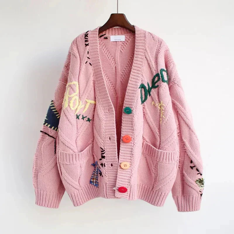 Cardigan a V Rasato per Donne
