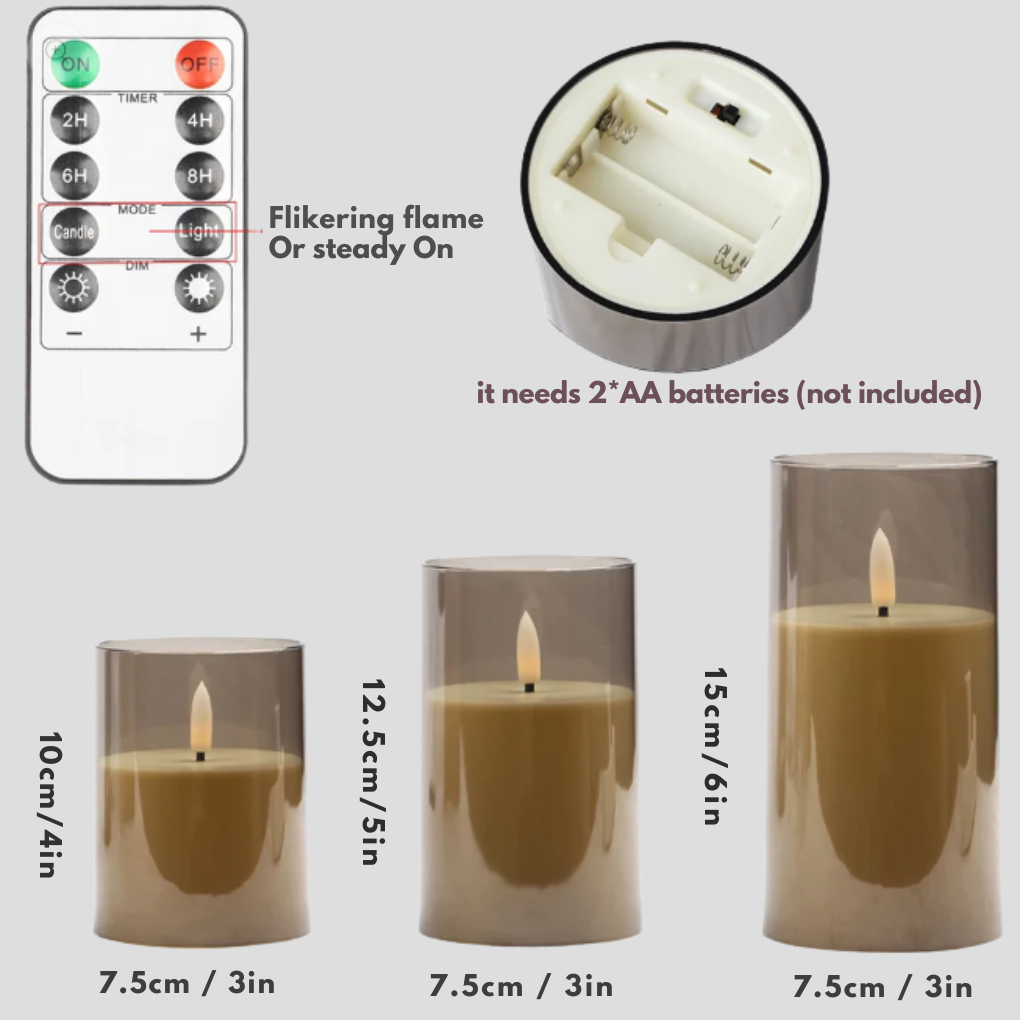 Set di 3 candele a LED