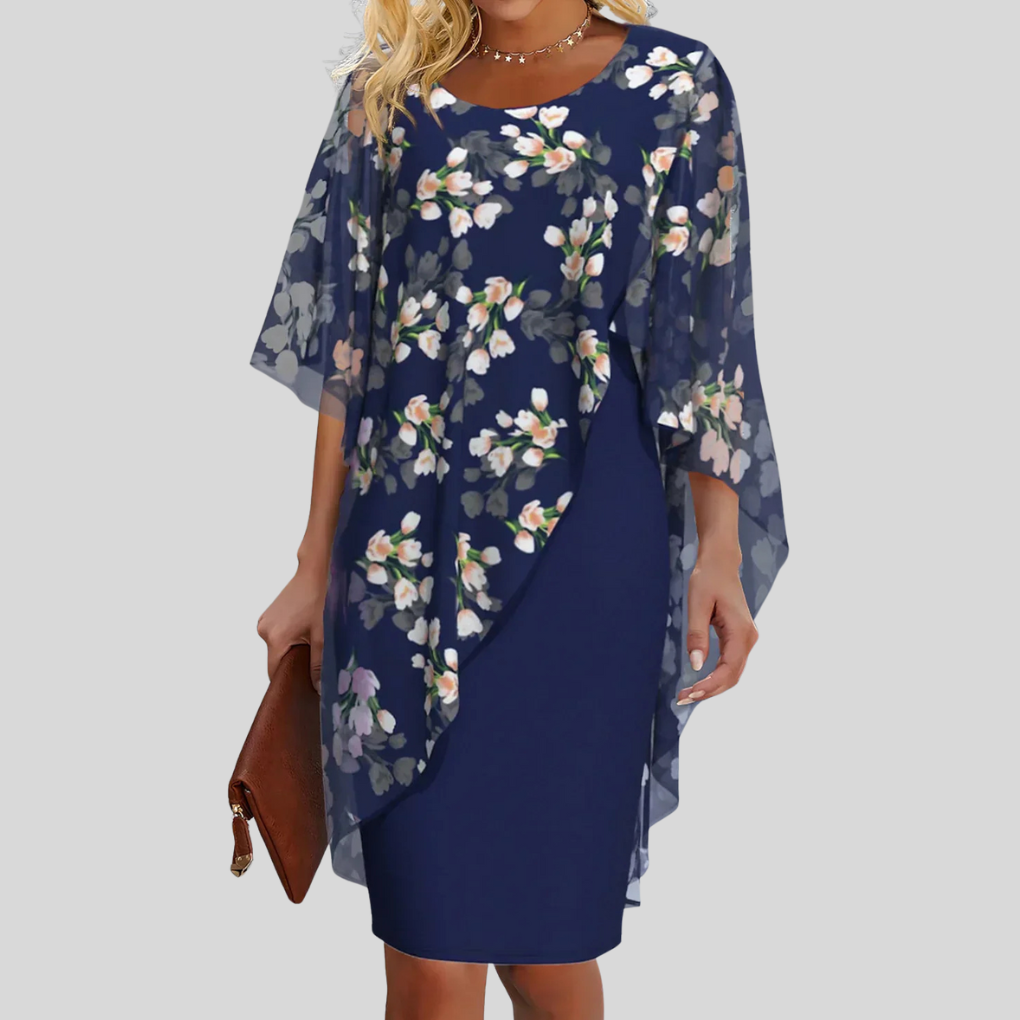 Elegante abito in chiffon floreale