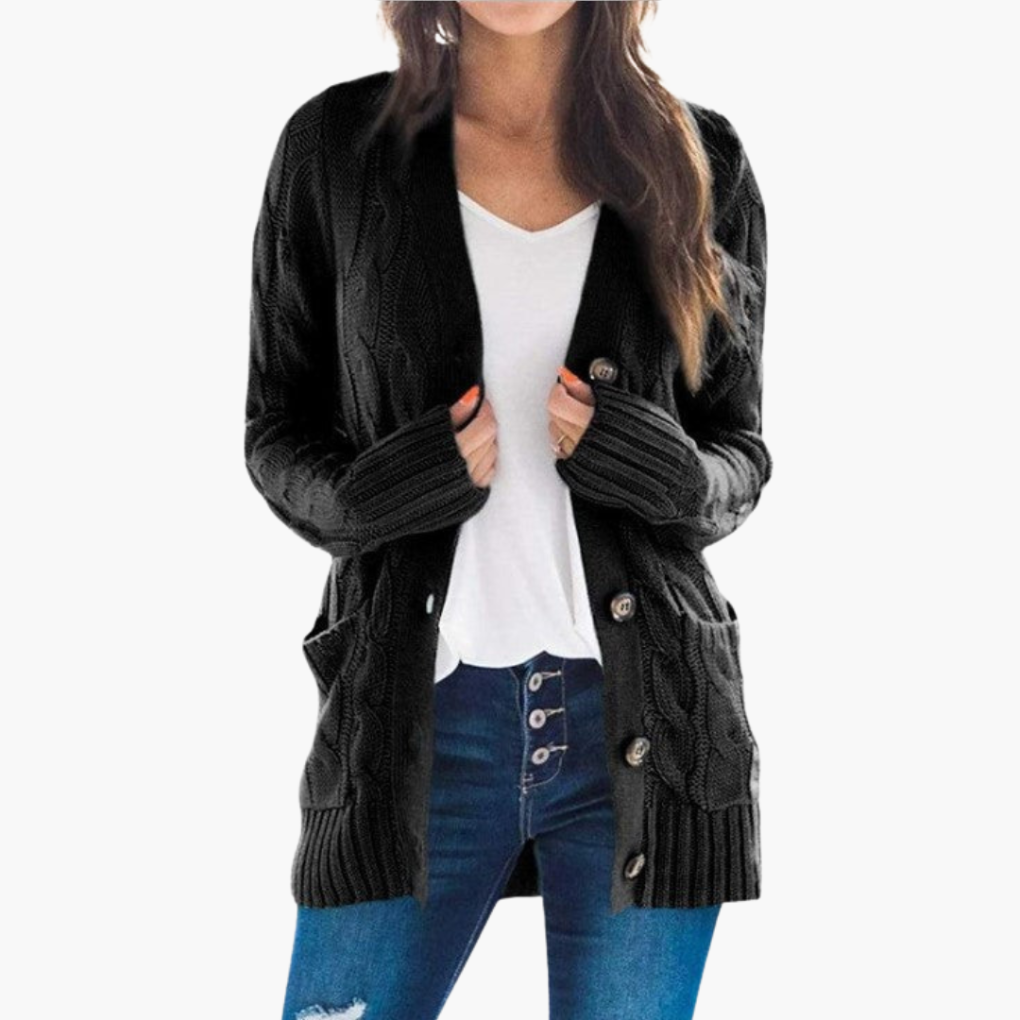 Cardigan da donna con bottoni e tasche