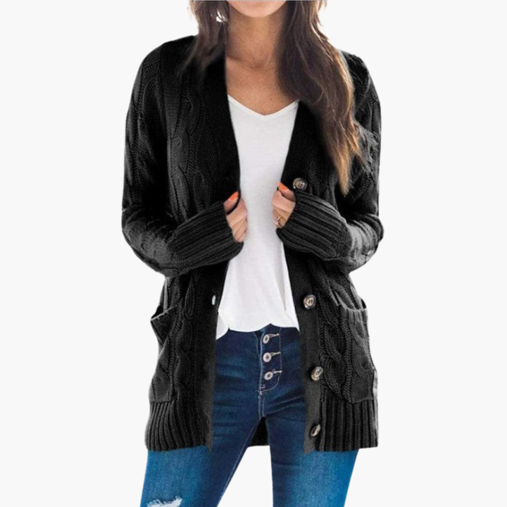 Cardigan da donna con bottoni e tasche