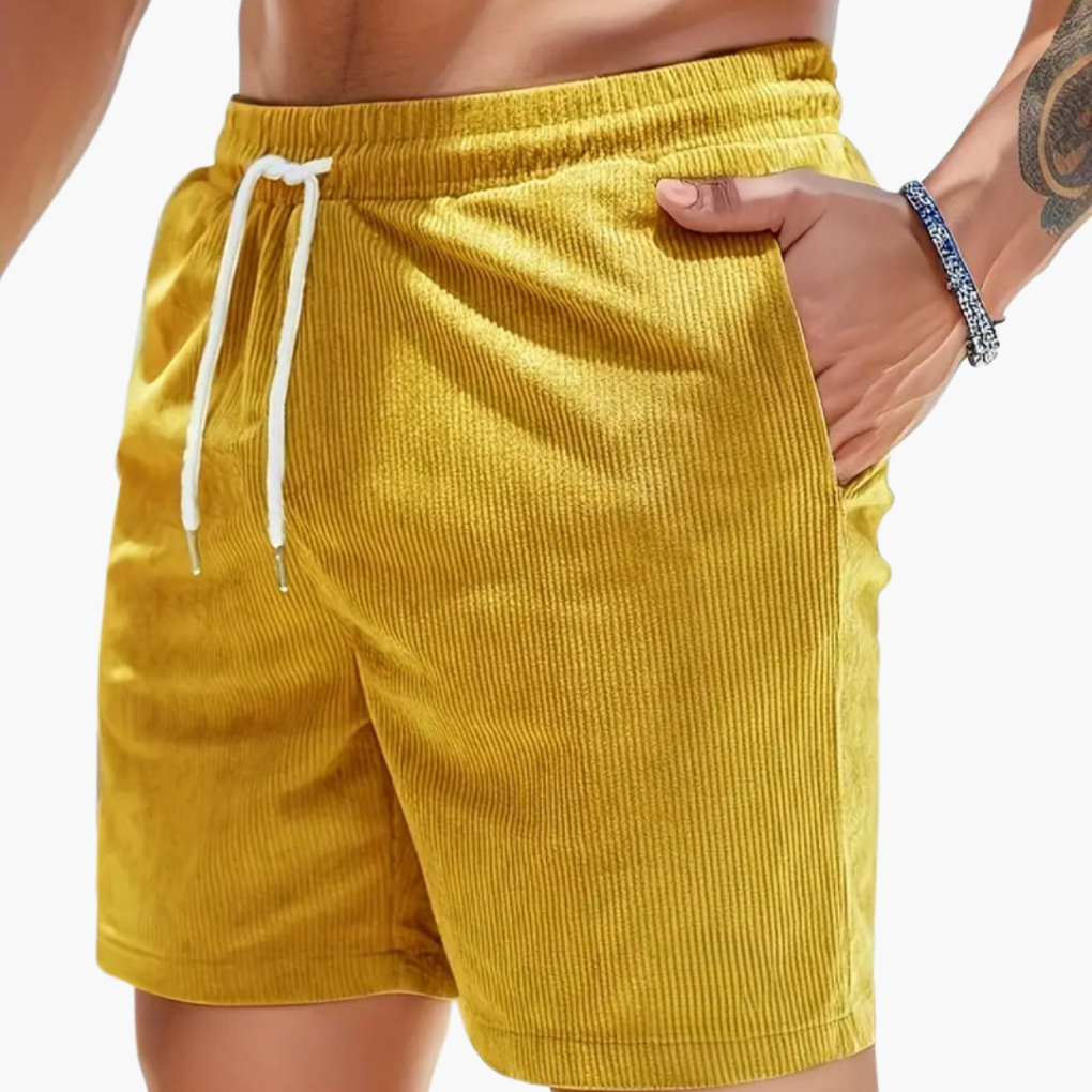Pantalones cortos de pana acanalada para hombre – Estilo casual de verano