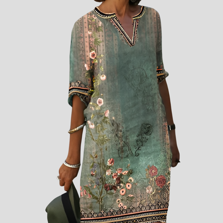 Vestido boho floral con volantes, cómodo y fácil de llevar