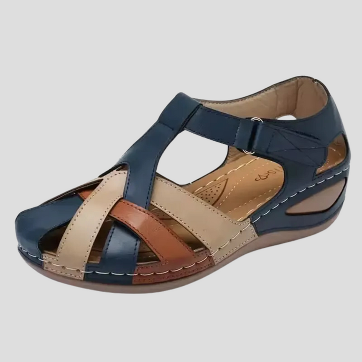 Sandali in pelle con supporto plantare comfort da donna