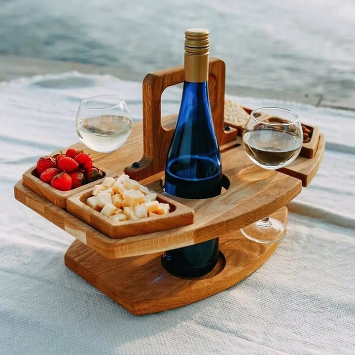 Portable folding wooden picnic table
