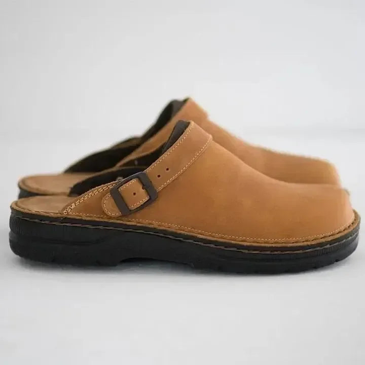 Unisex leather slip-on clogs