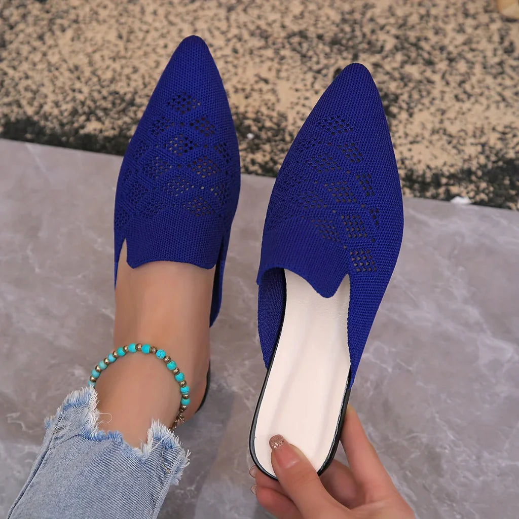 Flat knitted slip-on shoes for women