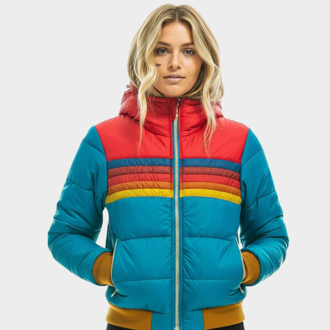 Piumino retrò multicolore da donna