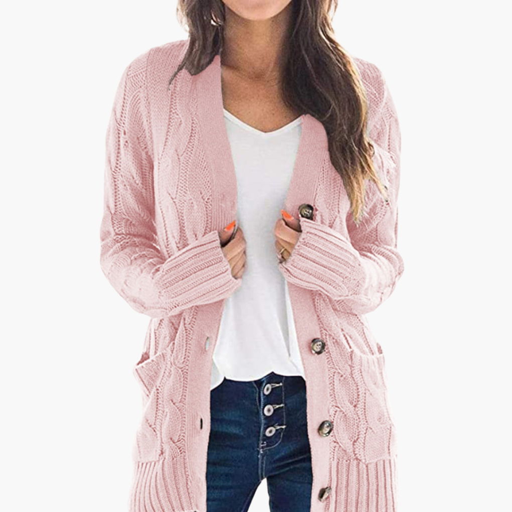 Cardigan da donna con bottoni e tasche