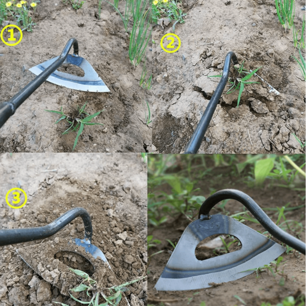 Hoe for gardening made entirely of steel