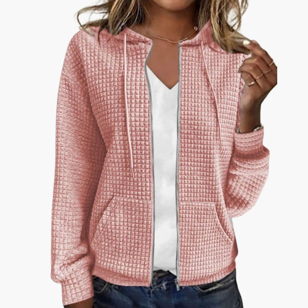 Sudadera con cremallera para mujer con capucha ajustable
