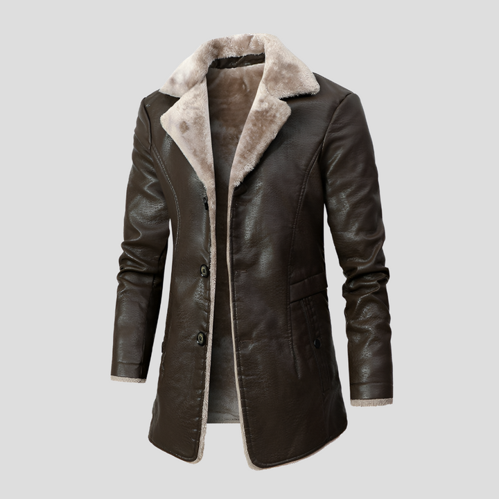 Giacca in Pelle Foderata in Shearling per Uomo
