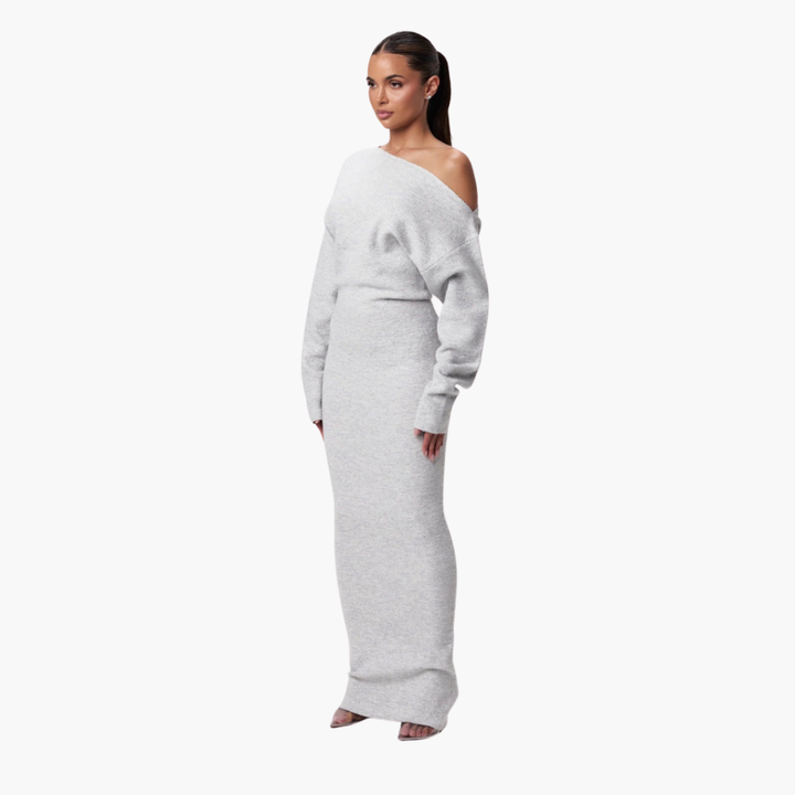 Abito a Maglia Off-Shoulder per Donne – Abito Elegante da Sera