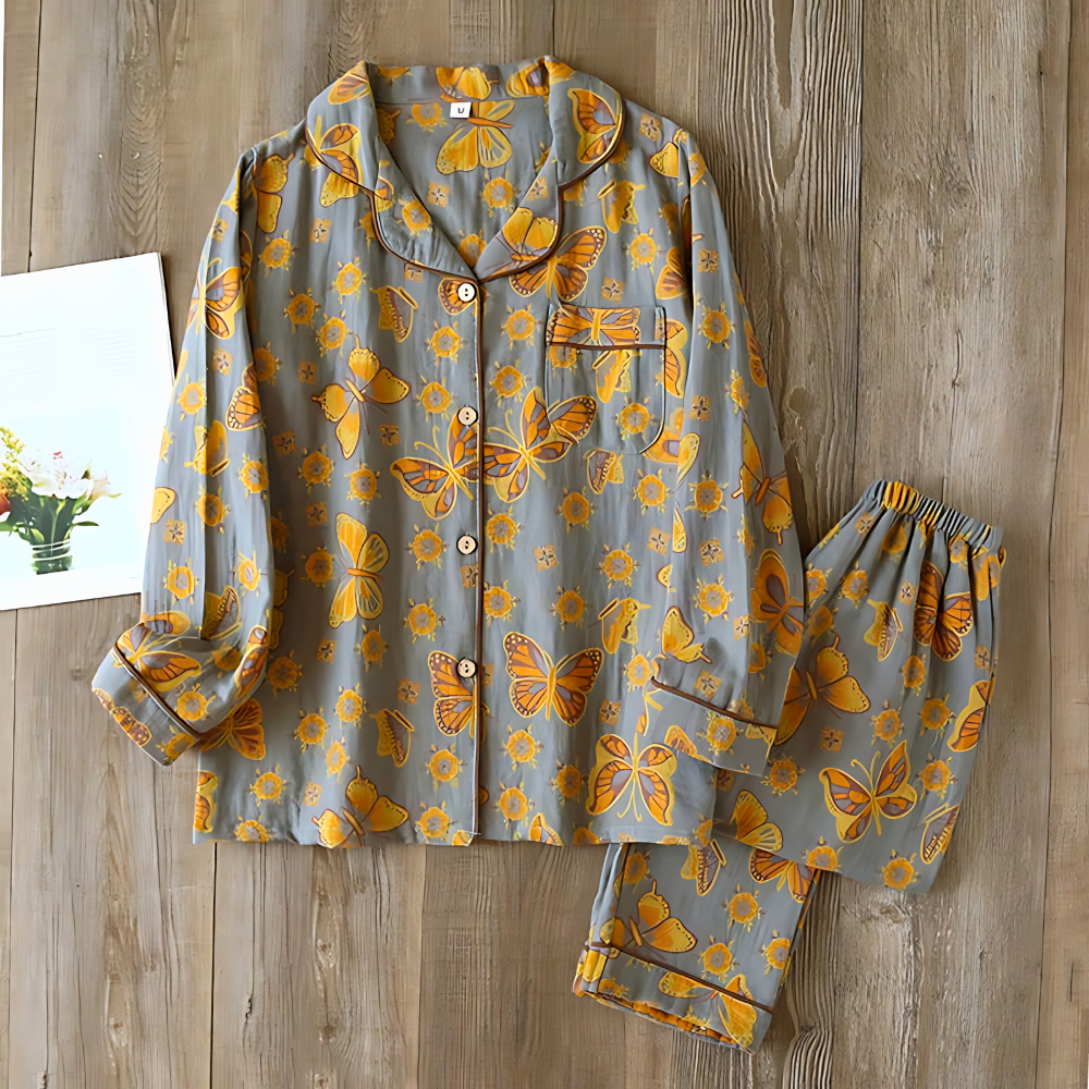 2 pieces in cotton with butterfly print