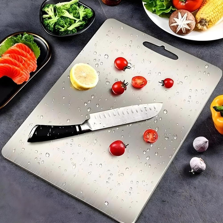 Premium stainless steel cutting board for maximum cleanliness and durability