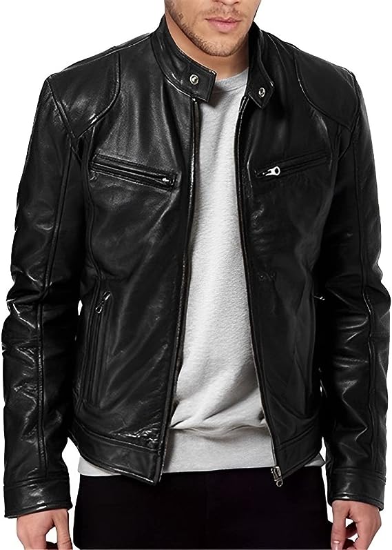 Chaqueta de cuero clásica para hombre