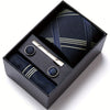 Set with Checkered Tie, Pocket Square, Cufflinks, Tie Clip, and Gift Box: Complete Elegance for Every Occasion