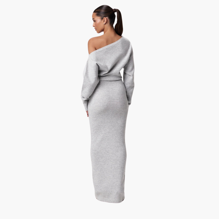 Abito a Maglia Off-Shoulder per Donne – Abito Elegante da Sera