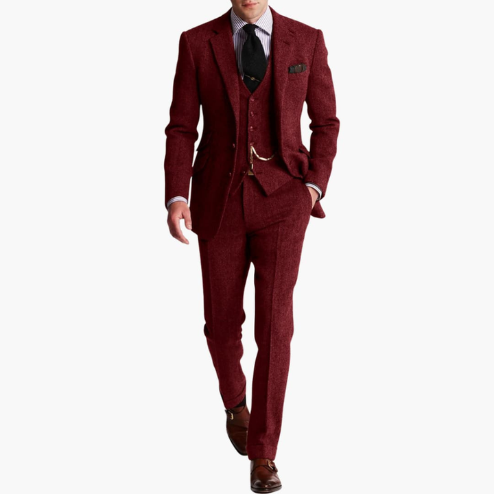 Men's formal suit set with jacket and waistcoat