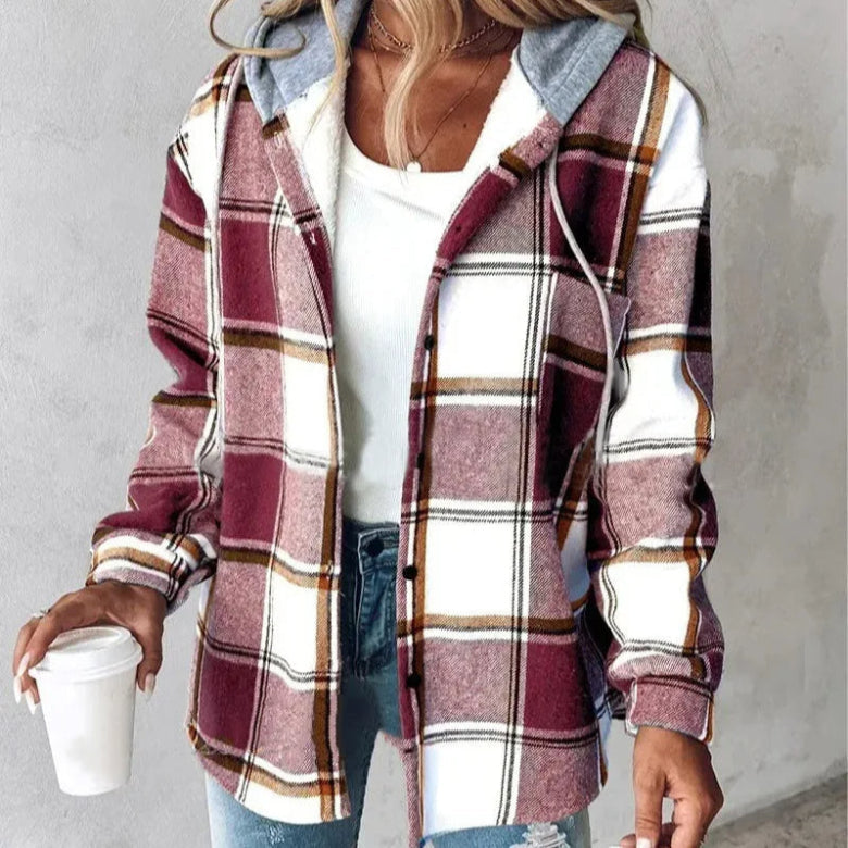 Giacca Hooded a Quadrati per Donne