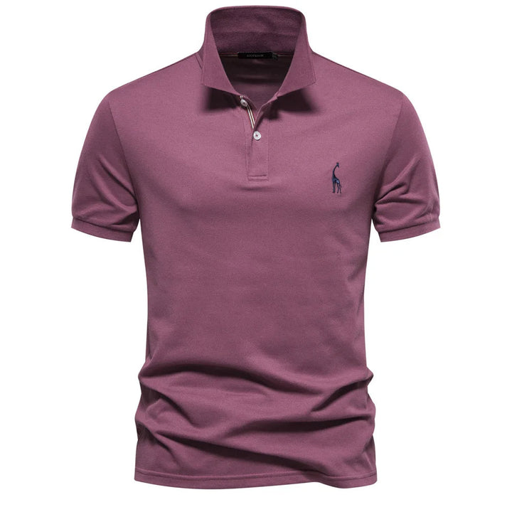 Polo in cotone di lusso con ricamo a forma di cervo
