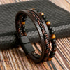 Men's Bracelet with Layers of Leather and Stone Beads