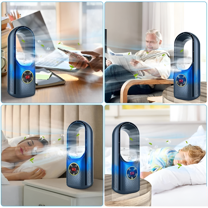 Portable tabletop air cooler without blades