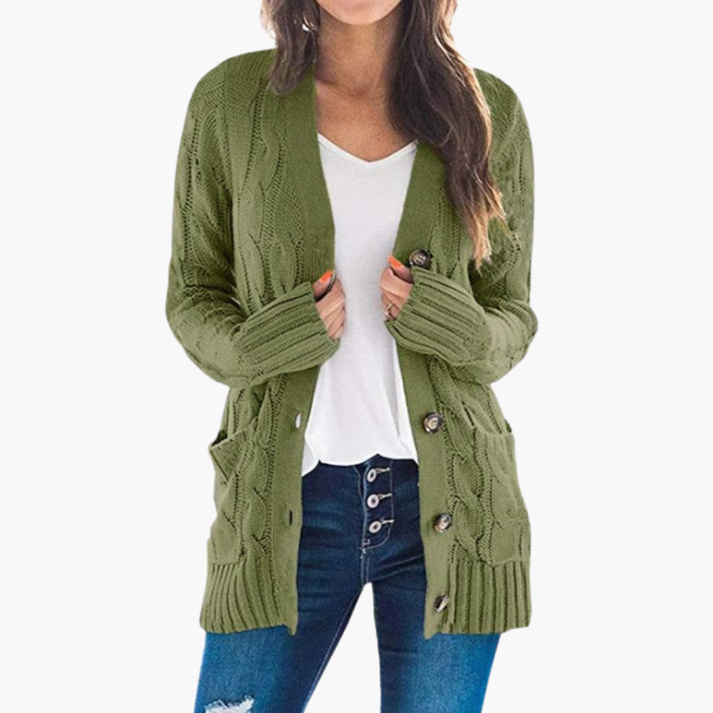 Cardigan da donna con bottoni e tasche