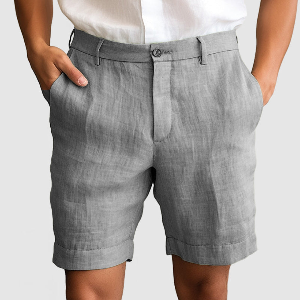 Men's casual shorts in cotton and flax