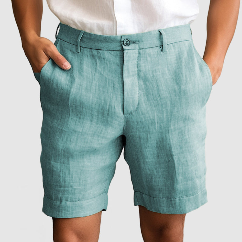 Men's casual shorts in cotton and flax