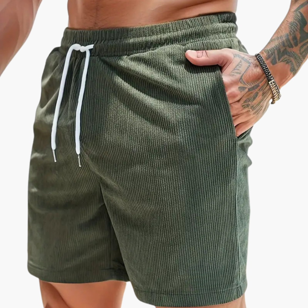 Pantalones cortos de pana acanalada para hombre – Estilo casual de verano