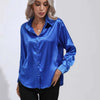 Women's satin blouse with long sleeves and loose fit